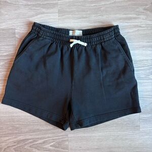 Everlane 100% Organic Cotton Stretch High Rise Long Lounge Sweat Shorts Black S